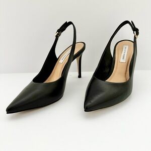 Saks 5th Avenue Black Pointy Toe Slingback Heels Size 6.5 M